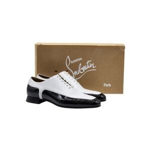 Christian Louboutin Lace-Up Oxford Shoes Leather Black White EU 42 US 9 - New